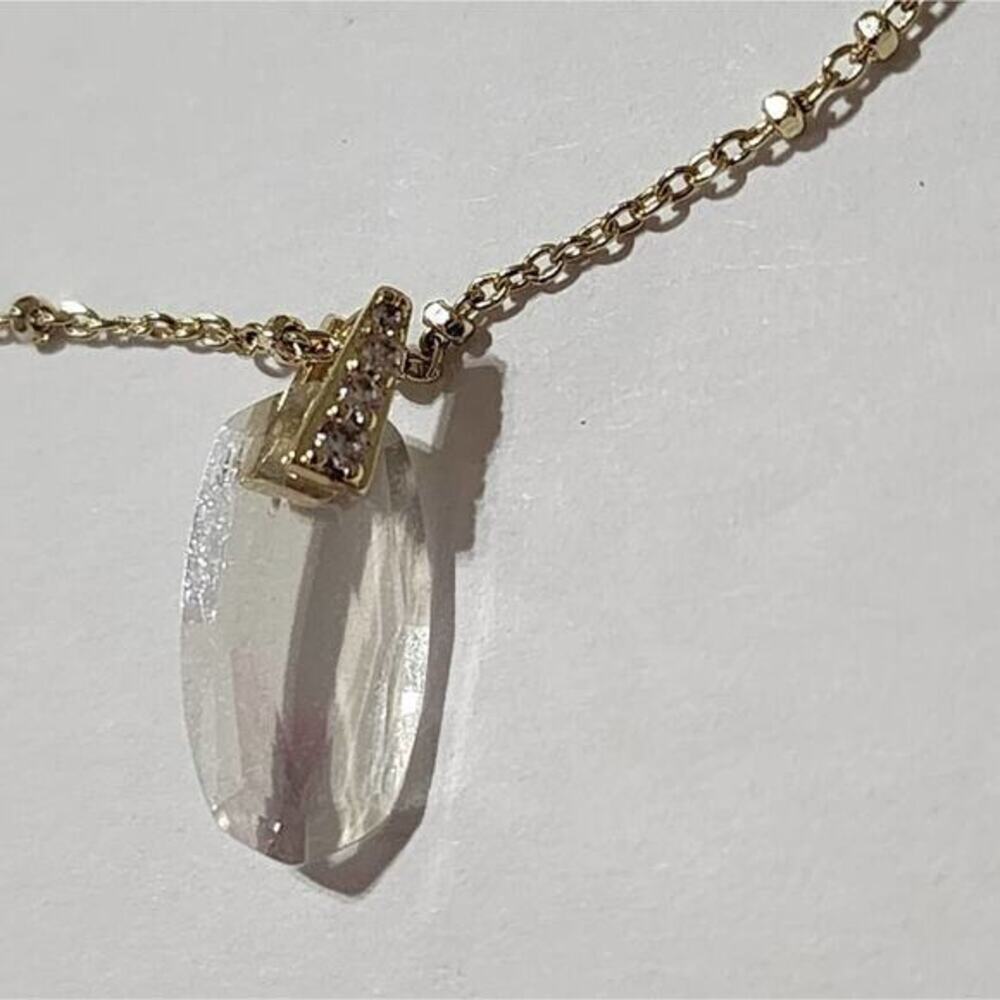 Kendra Scott Gold Tone Clear Crystal Quartz Pave Adjustable Pendant Necklace